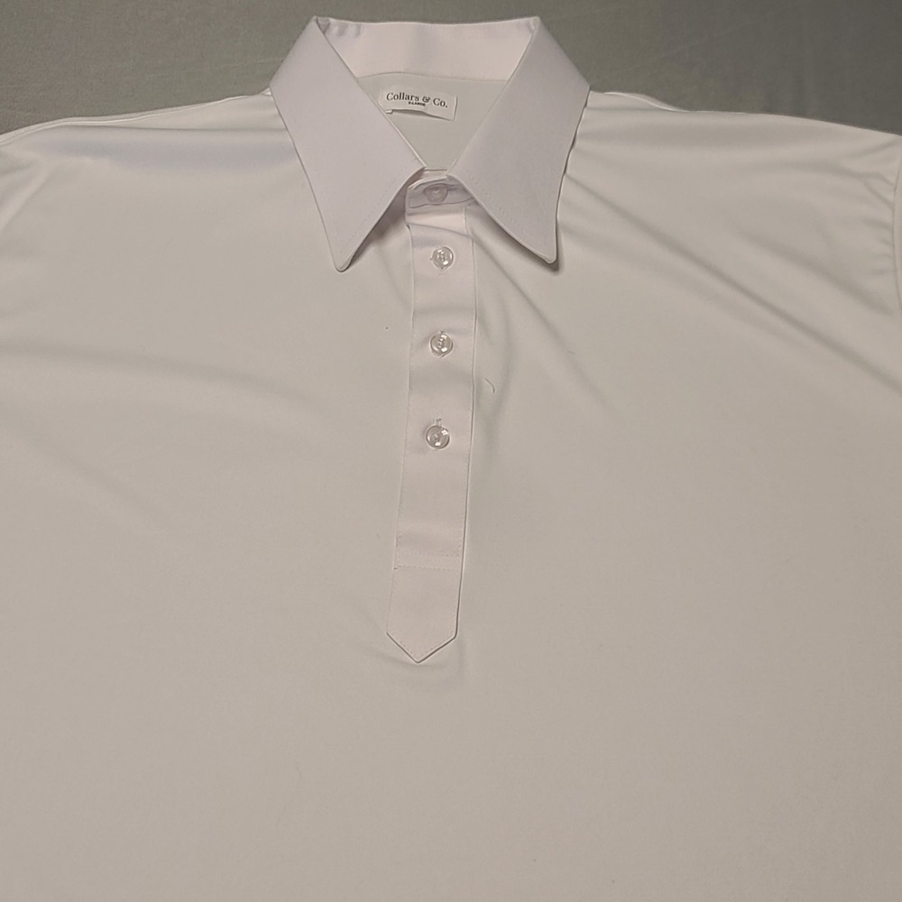 Collars & Co Dress Collar Polo Mens XL White Short Sleeve Performance Shirt #